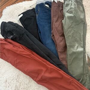 Lot of 6 Casual Jogger Pants - Rust, Black, Denim, Brown, Olive